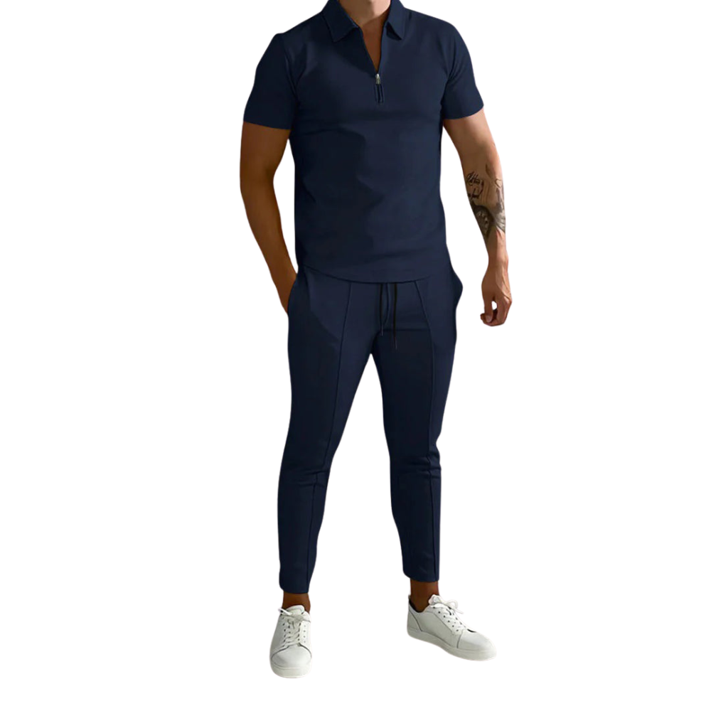 Dylano – Tweedelige Set met Korte Mouwen Overhemd en Broek met Trekkoord Velani