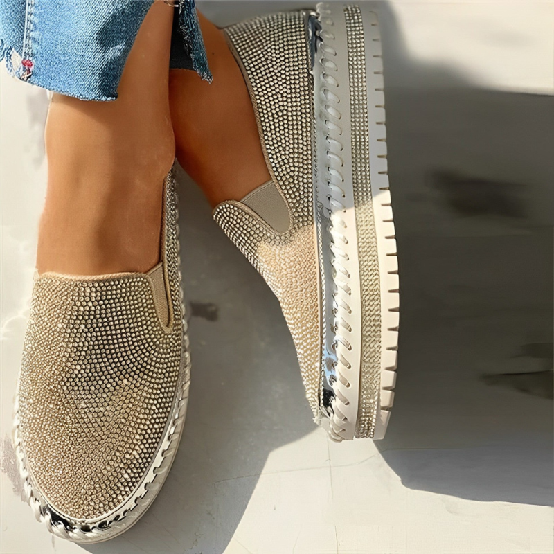 Eliza – Diamant Loafers Platte Zool Schoenen Velani