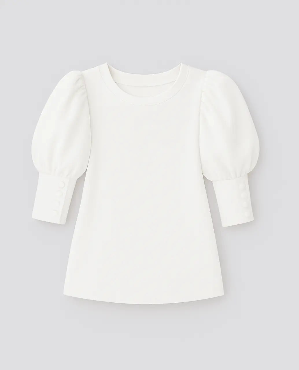 Polyester Casual Blouse Met Driekwart Pofmouwen-Blouses & Tops-Velani-Wit-XS-Velani