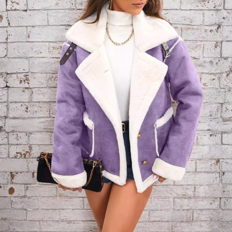 Women Long Coat Notched Collar Structured Fit