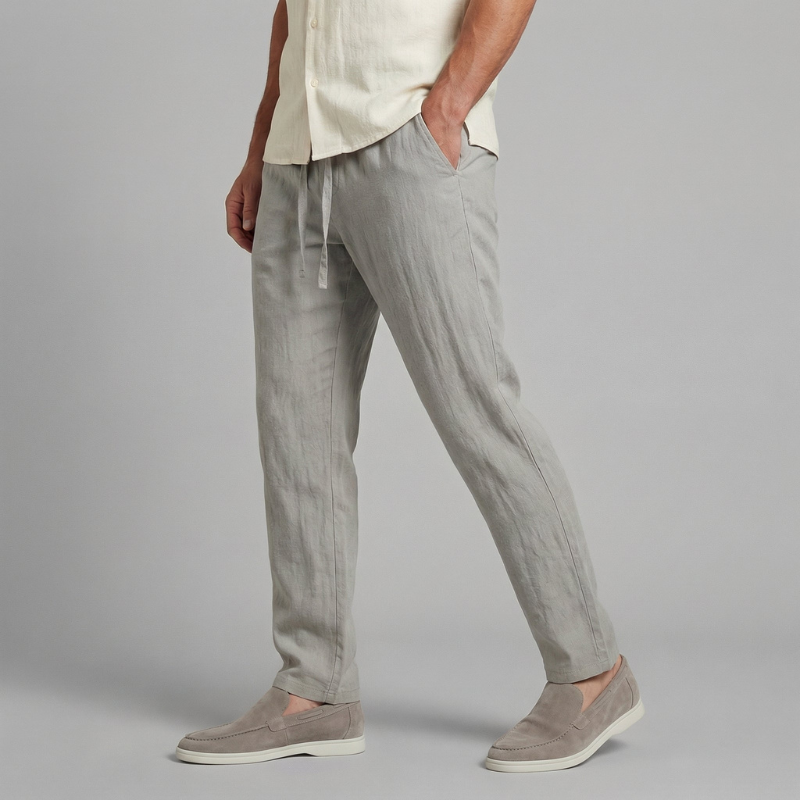 Men's Wide Leg Trousers with Drawstring Waist