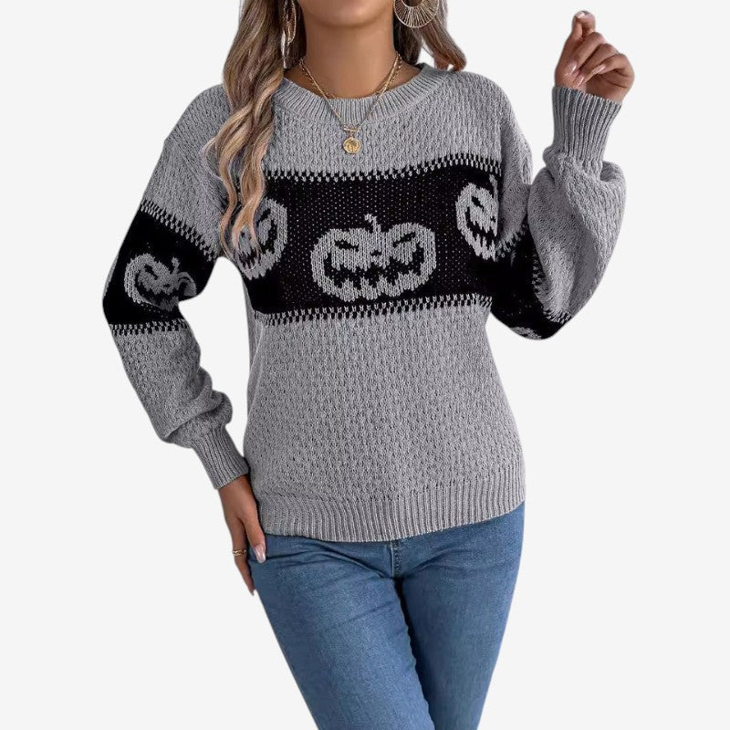 Women's Halloween Pumpkin Design Sweater