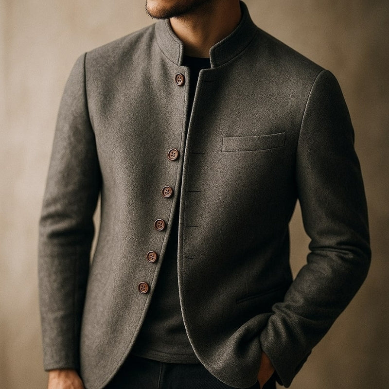 Liam – Long Sleeve Jacket With Standup Collar and Button Closer