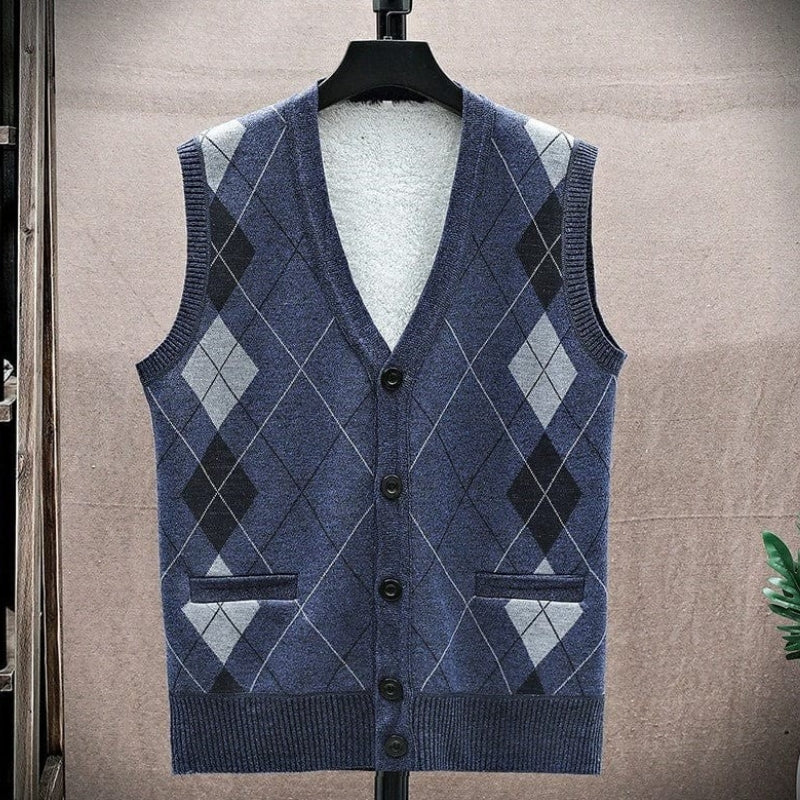 Lucas – V-Neck Sweater with Button Closure