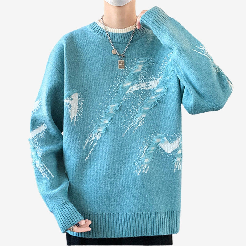 Liam – Long Sleeve Sweater with Ribbed Hem Design