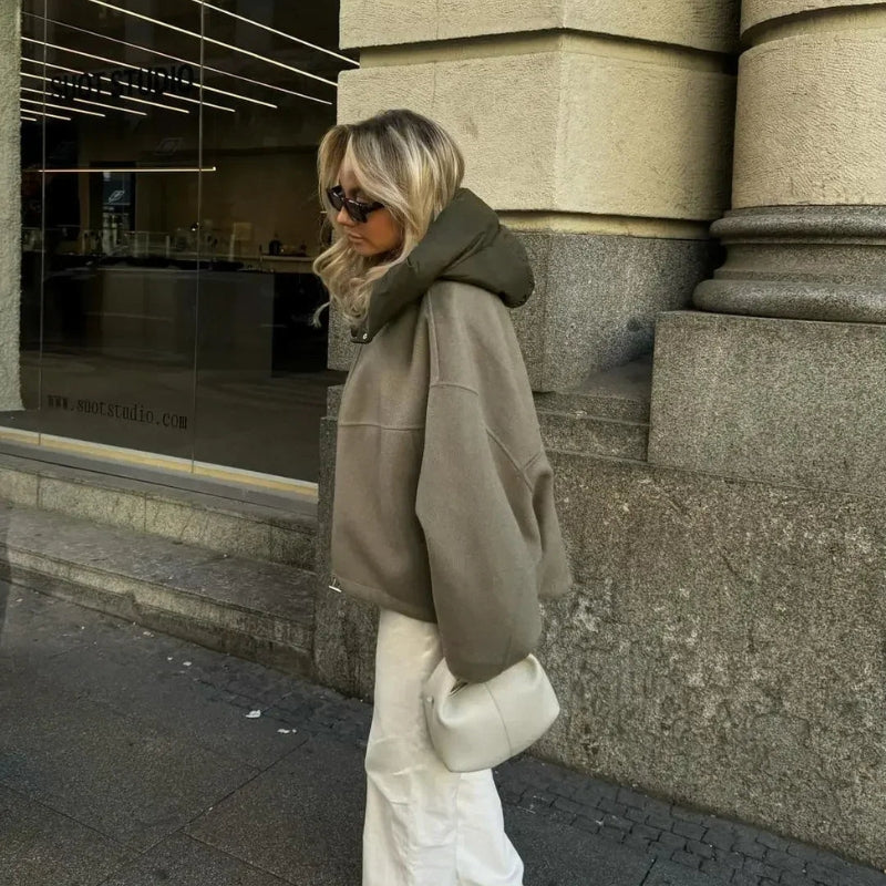 Lily – Long Sleeve Coat with Zipper Closure