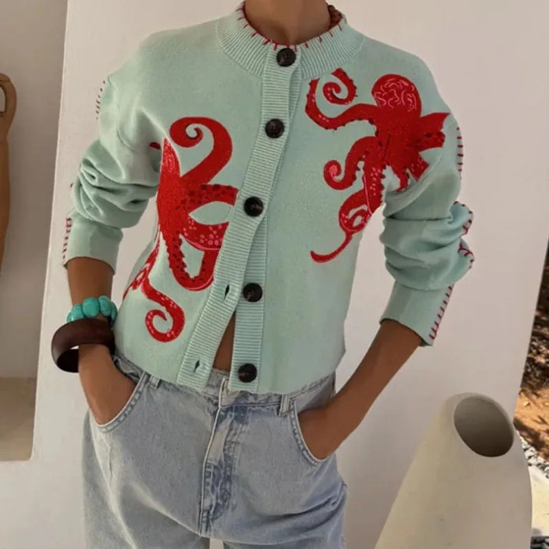 Emma – Round Neck Sweater with Button Closure