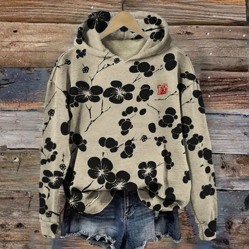 Flora – Long Sleeve Hoodie With Floral Print Design