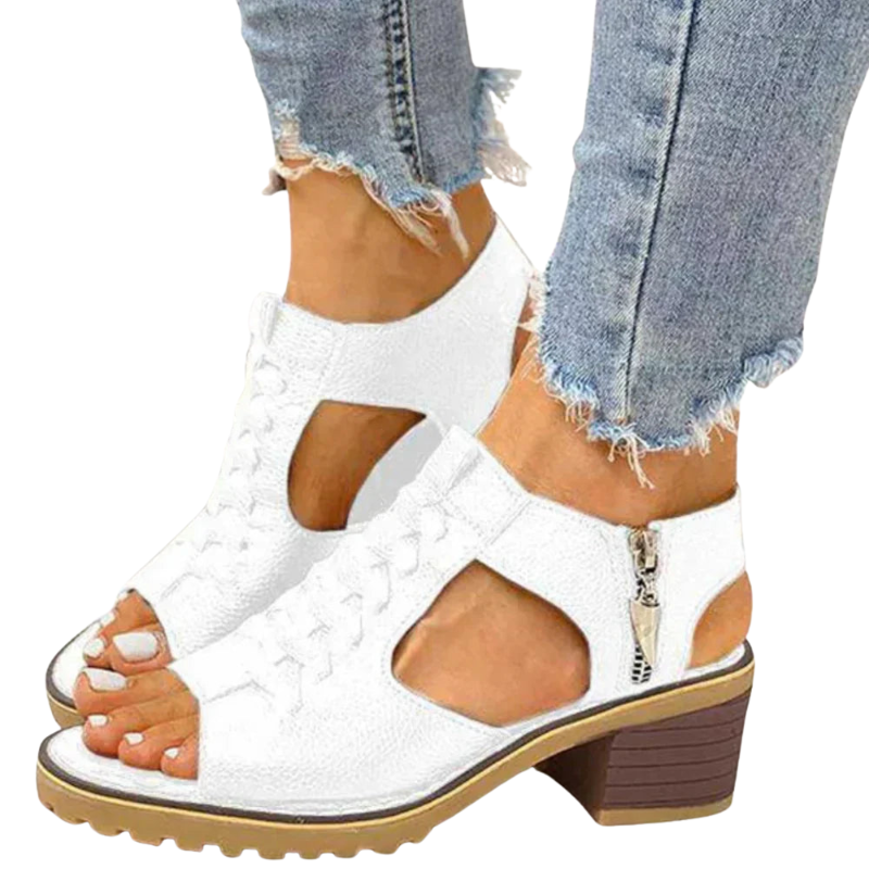 Emily – Chunky Sandalen met Vierkante Hak, Open Teen en Zijrits Design Velani