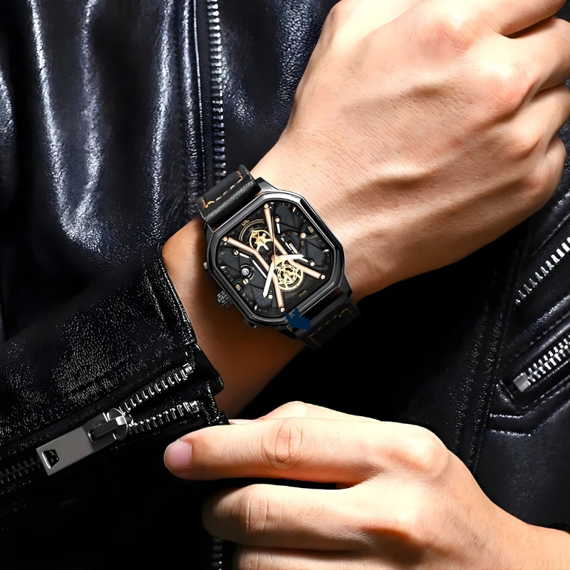 David – Square Watch with Chronograph and Adjustable Strap