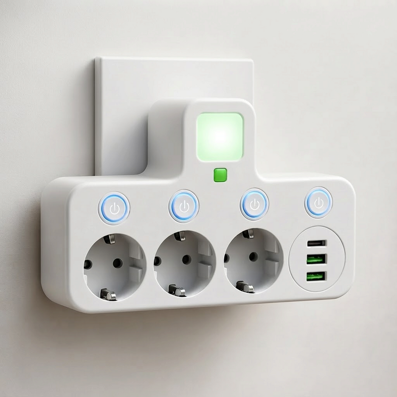 PortSync - 3-Socket Power Strip with USB and Type-C Charging Ports