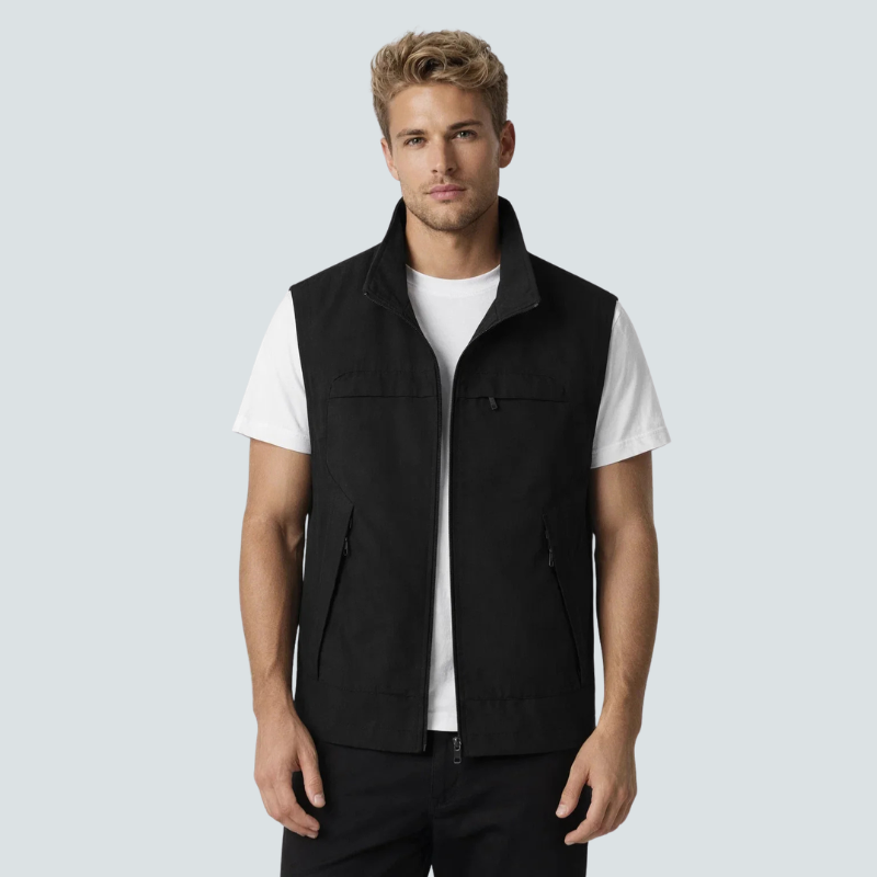 Men's Utility Vest with Stand Collar