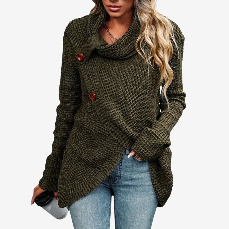 Sophia – Long Sleeve Sweater with Button Closure