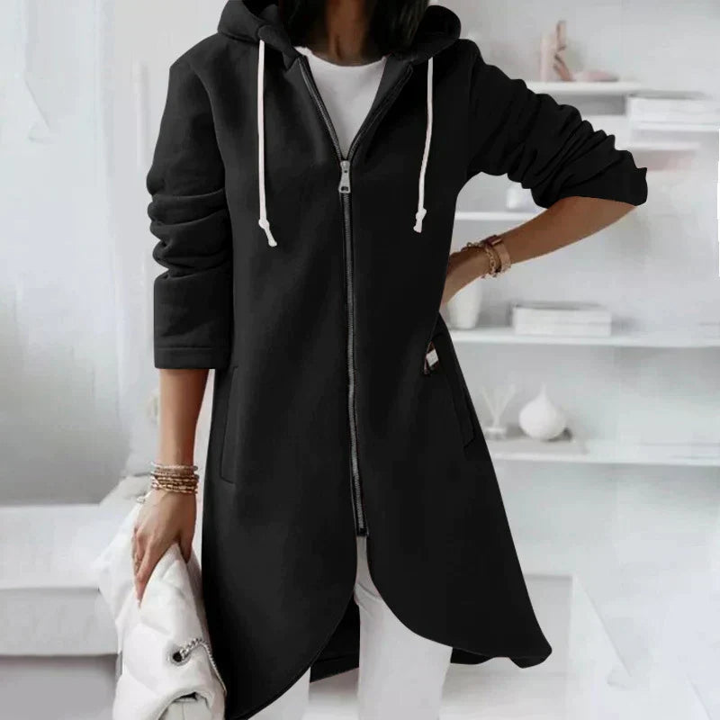 Mia – Long Sleeve Hoodie With Zipper Closure
