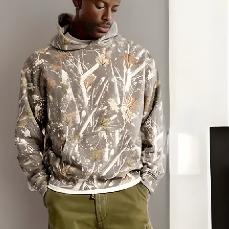 Liam – Long Sleeve Hoodie with Pockets and Floral Print