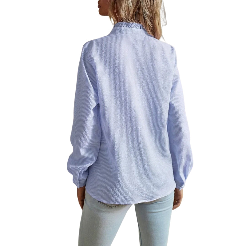 Lilian – Blouse met Lange Mouwen, Ruches en Knopen Velani