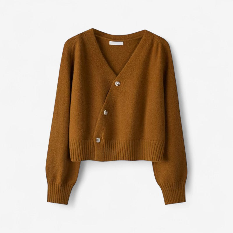 Isabella – Long Sleeve V-Neck Sweater with Ribbed Hem