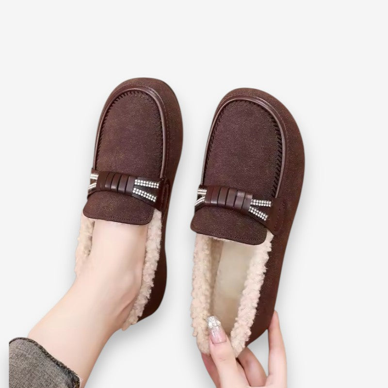 Lily – Round Toe Shoes With Non Slip Grip And Fur Design