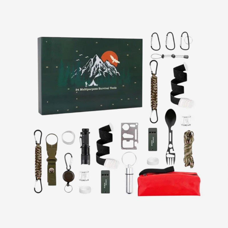 SurvivorFun – Aftelkalender Survival Kit met Speelgoed Velani