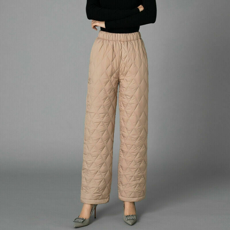 Clara – Women's Wide-Leg Pants with Quilted Pattern