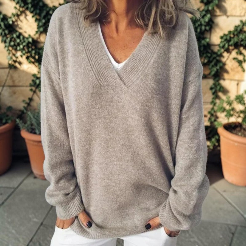 Elegant Women's V Neck Long Sleeve Sweater