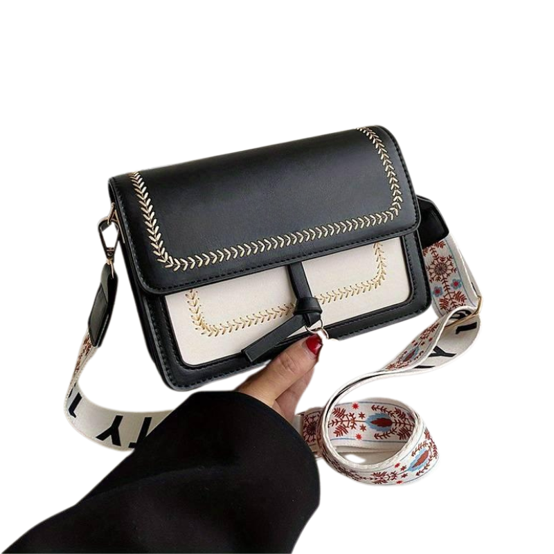 Ellie – Crossbody Vierkante Tas met Brede Contrasterende Schouderband Velani