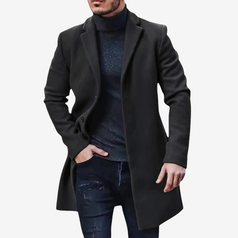Liam – Long Sleeve Coat with Down Collar