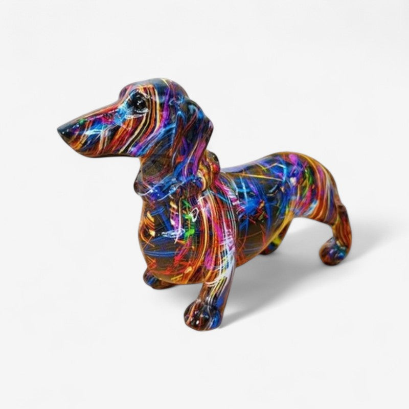 ArtPup – Kleurrig Graffiti Teckel Beeldje voor Tafeldecoratie Velani