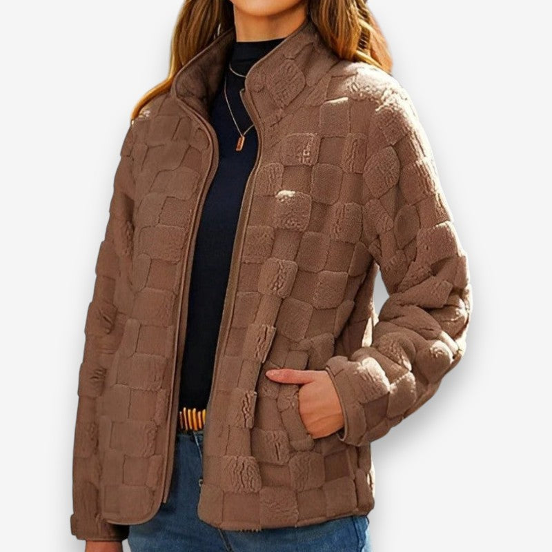 Sophia – Long Sleeve Jacket With Zipper Closure And Stand Up Collar