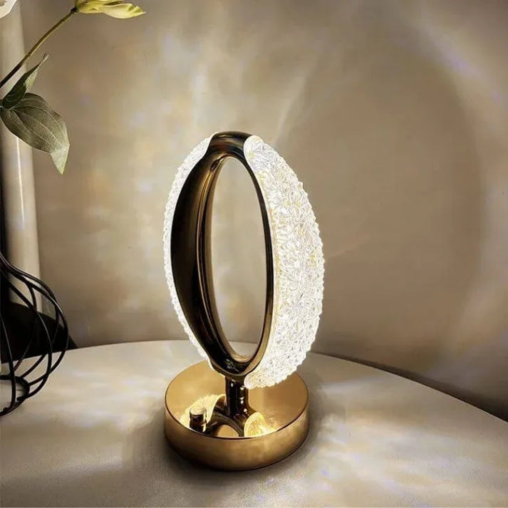 LumiGlow – Rechargeable Crystal Table Lamp with Adjustable Lighting