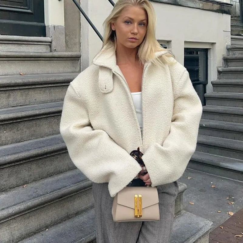 Chloe – Long Sleeve Jacket with Turn Down Collar Design