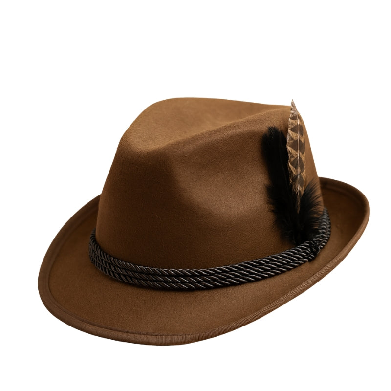 Elias – Oktoberfest Hoed met Klassieke Veer Versiering Velani