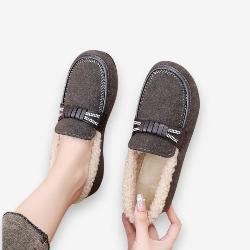 Lily – Round Toe Shoes With Non Slip Grip And Fur Design