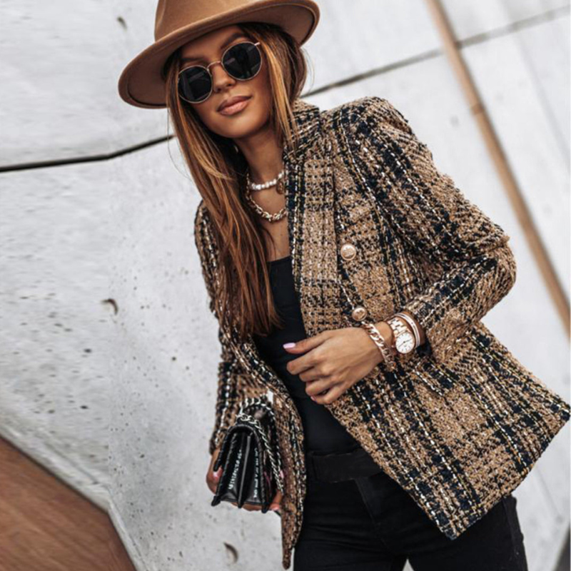Women Tailored Blazer with Button Closure