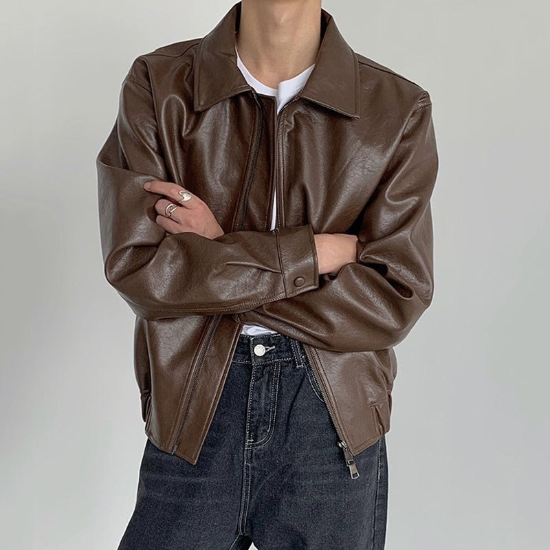 David – Long Sleeve Jacket with Zipper Closure and Down Collar