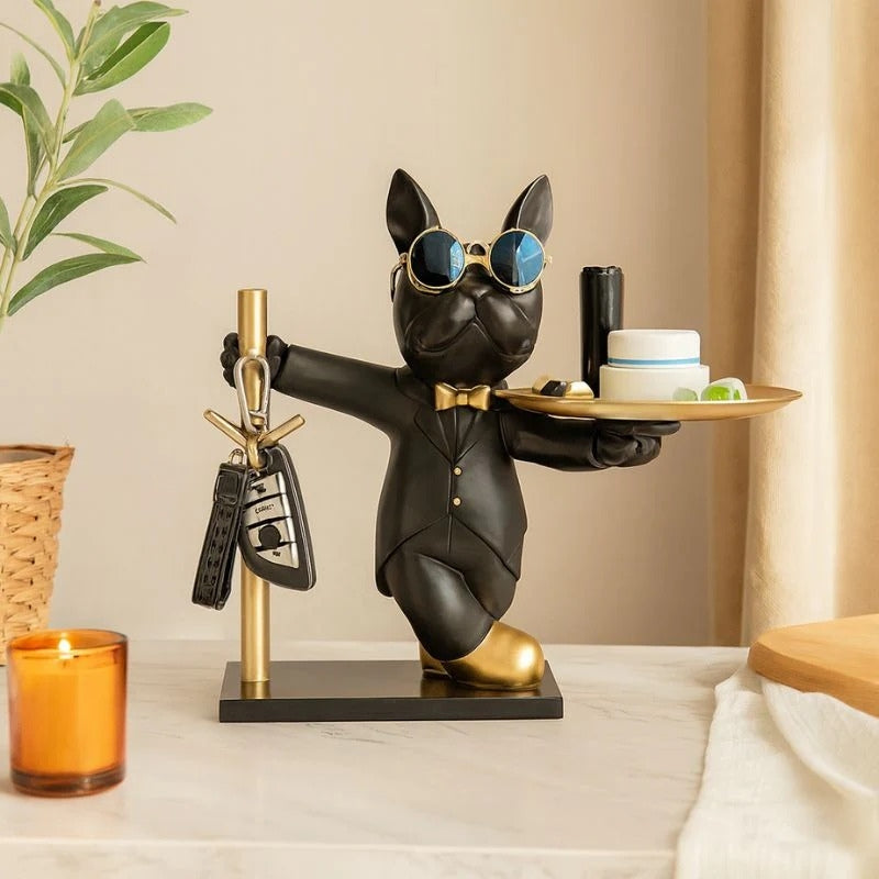 PawGuard – Hondenvormige butlersculptuur met dienblad voor compacte presentatie Velani