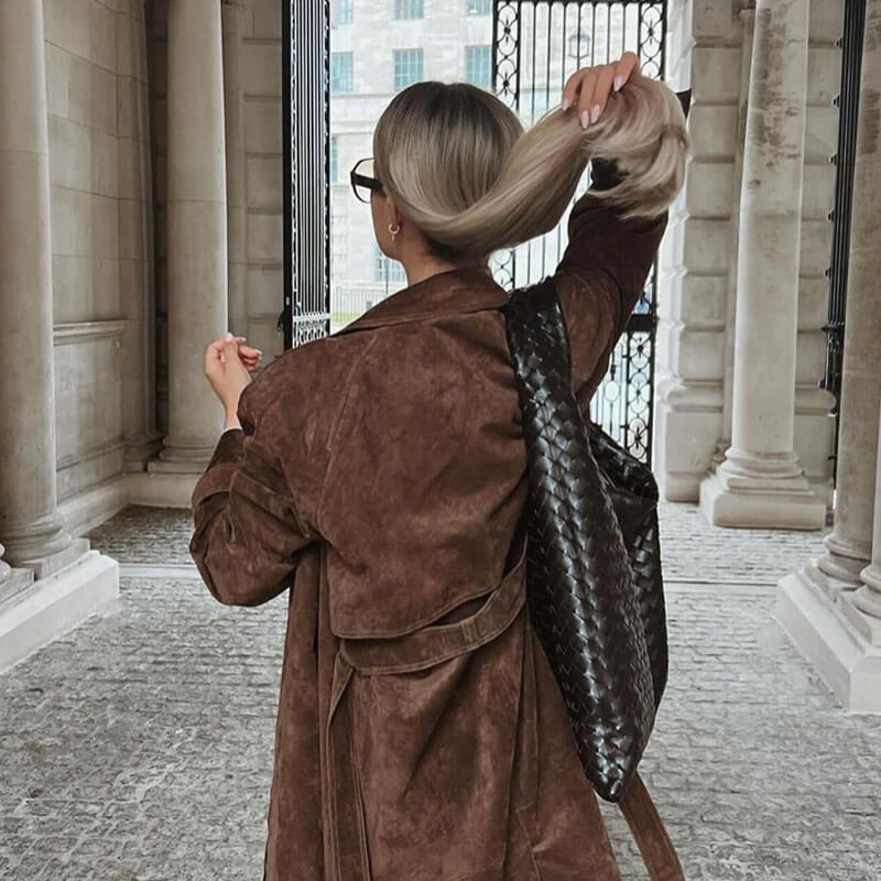 Linda – Klassieke Trenchcoat Lange Jas met Ceintuur en Lange Mouwen Velani