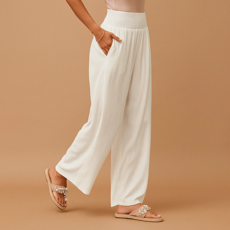 Elastic Waist Wide Leg Trousers for Women