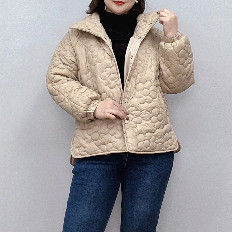 Nora – Long Sleeve Coat with Stand-Up Collar and Pockets