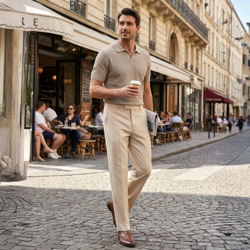 Men's Tailored Cotton Chinos with Adjustable Waist