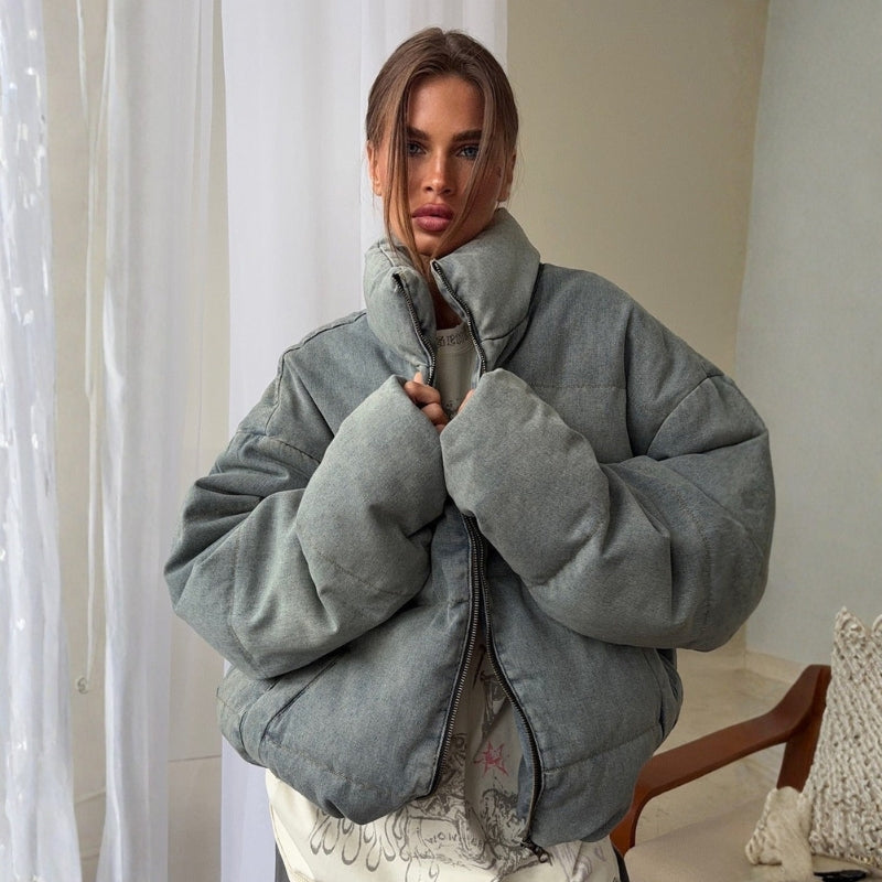 Ava – Long Sleeve Coat with Zipper Closure