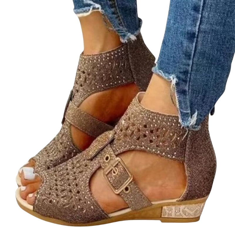 Emilia – Sandalen met Ritssluiting aan de Achterkant en Verstelbare Gespsluitingen Velani