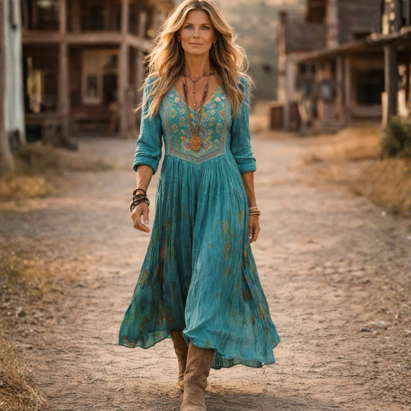 Women's Floral V-Neck Maxi Dress
