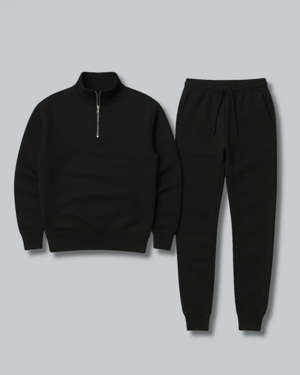 Katoenen Joggingpak Met Trui Met Halve Rits-Suits-Velani-Zwart-S-Velani