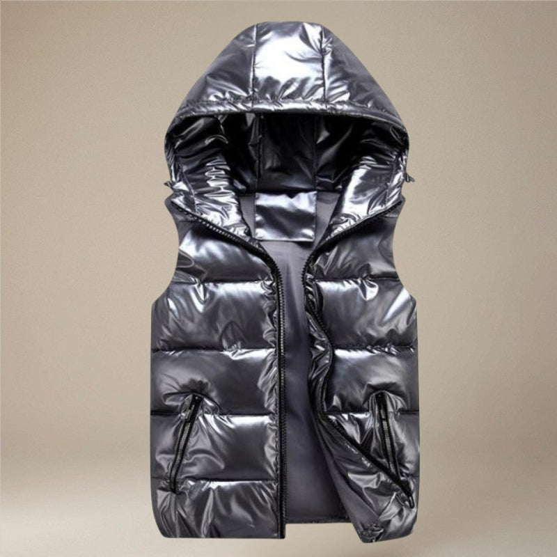 Harry - Sleeveless Padded Hooded Jacket With Zipper And Pockets