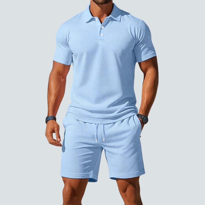 Men's Polo Shirt and Shorts Two-Piece Set
