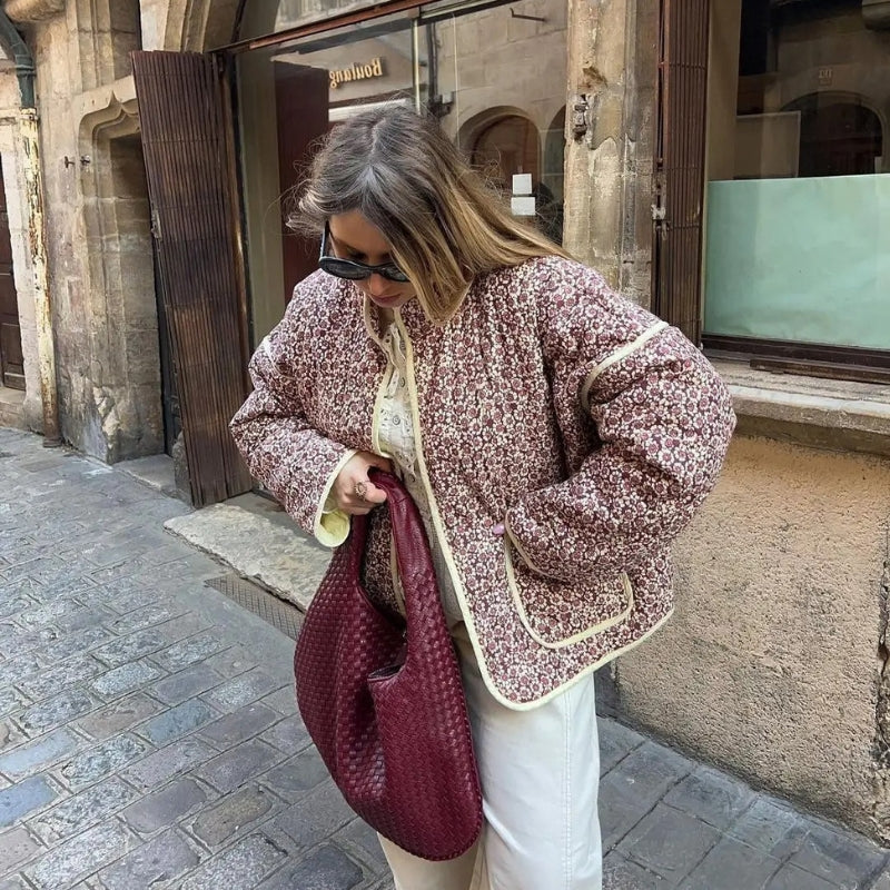 Olivia – Chaqueta de manga larga con estampado floral y bolsillos