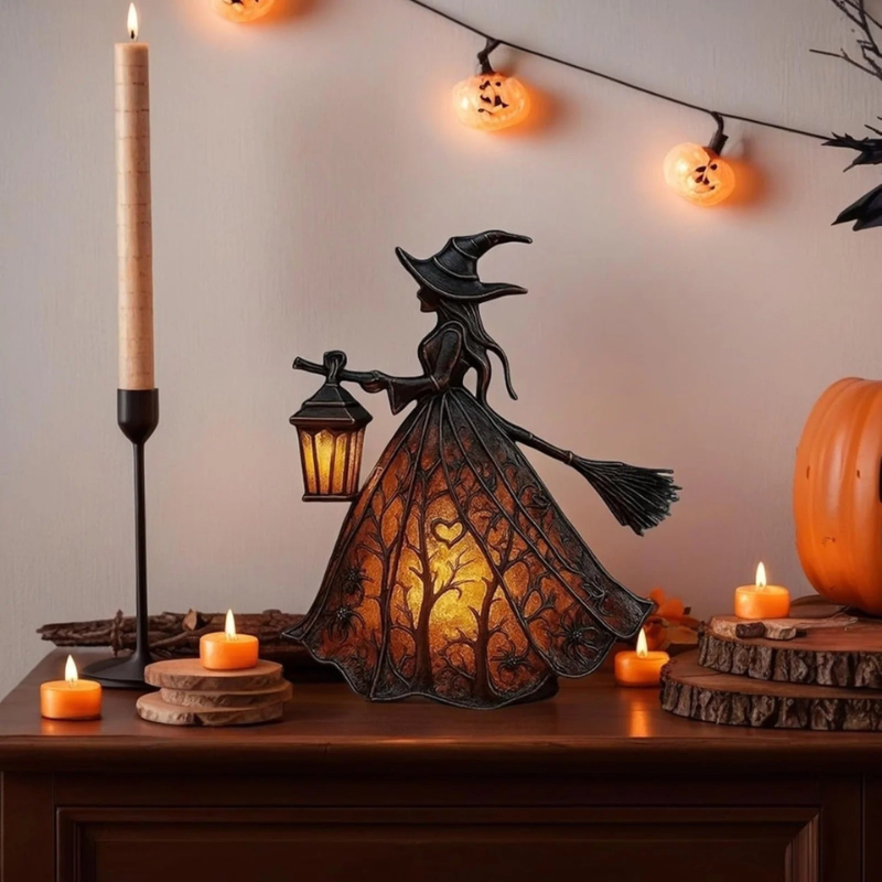 Halloween Witch Lamp with LED Lighting
