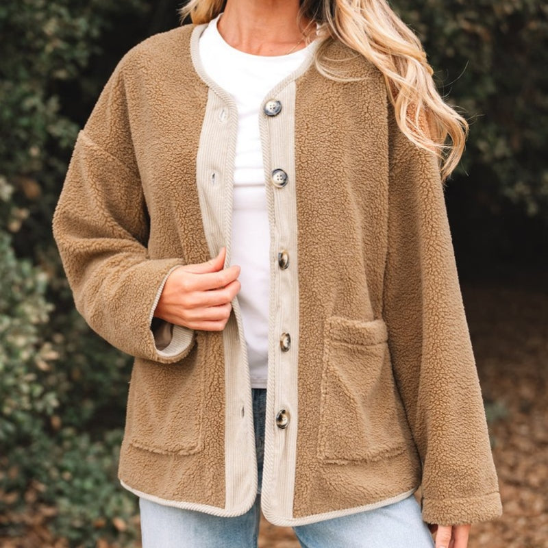 Bethany – Long Sleeve Round Neck Jacket With Buttons