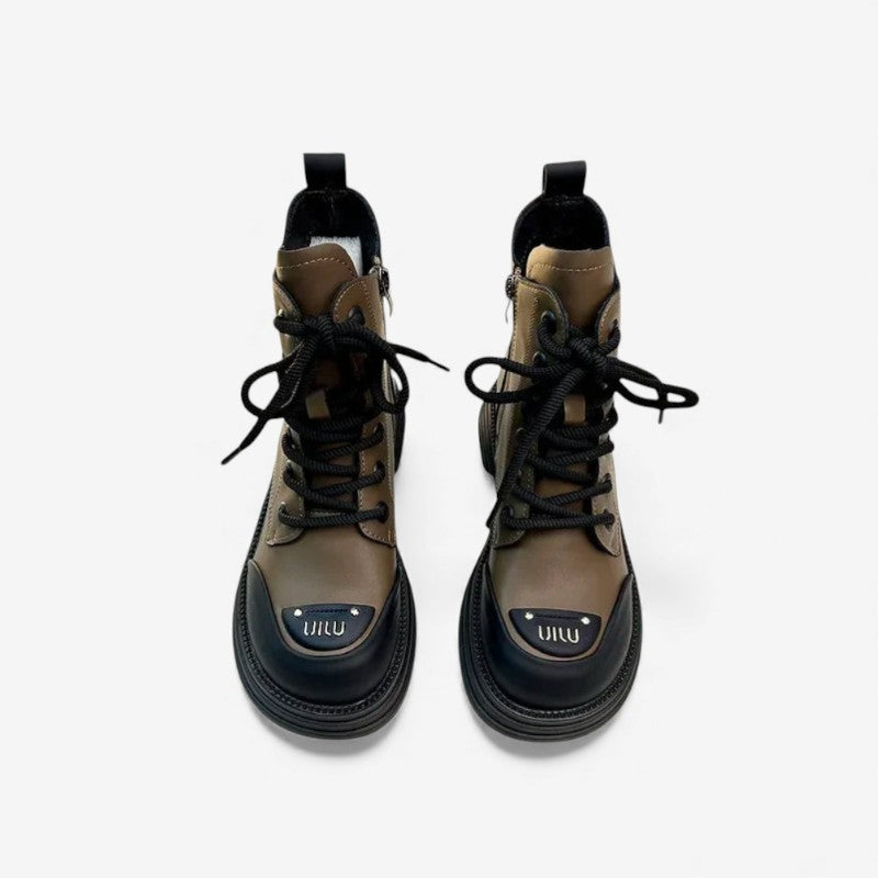 Ruby – Boots with Adjustable Lace and Round Toe Design